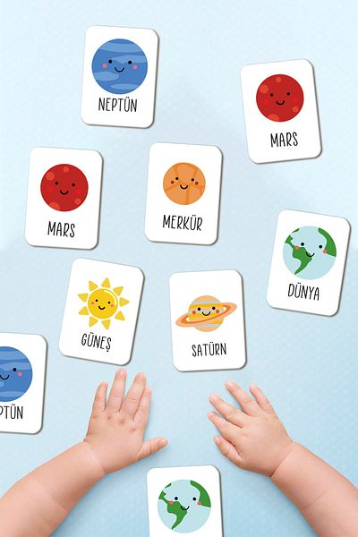 Enjoymydesign I'm Learning Planets Intelligence Cards Solar System Matching Game Wooden Educational Toy