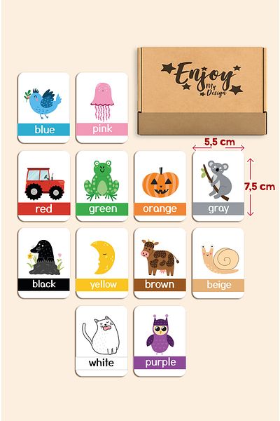 Enjoymydesign I'm Learning Colors Wooden Educational Cards Preschool Nursery Wooden Toy Flash Cards