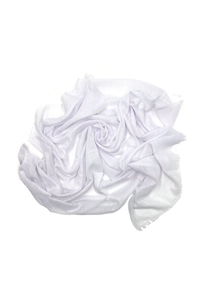 nazipek Flamlı Pamuklu Yazma Eşarp Beyaz 100x100cm