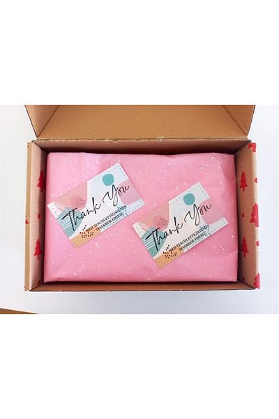 anka design Thank You Card One Way Printing (8x5cm) 350gr Coated - 25 Pieces
