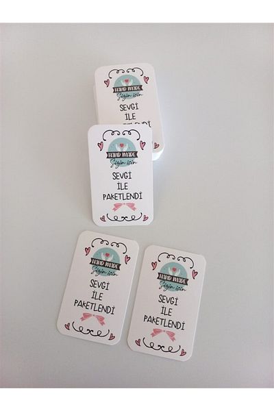 anka design Thank You Card One Way Printing Oval Cut 8x5 cm 350 gr Coated - 25 Pieces