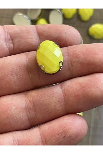 Gönülden Tasarım 13x18 mm 1.8 cm Piatră de sticlă perforată cu carcasă galben...