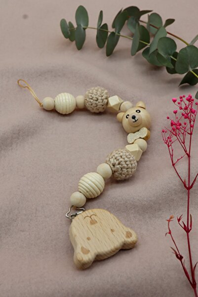 lilamtasarım Emzik Zinciri - Emzik Askısı Ahşap Emzik Zinciri Emzik Tutucu Em...