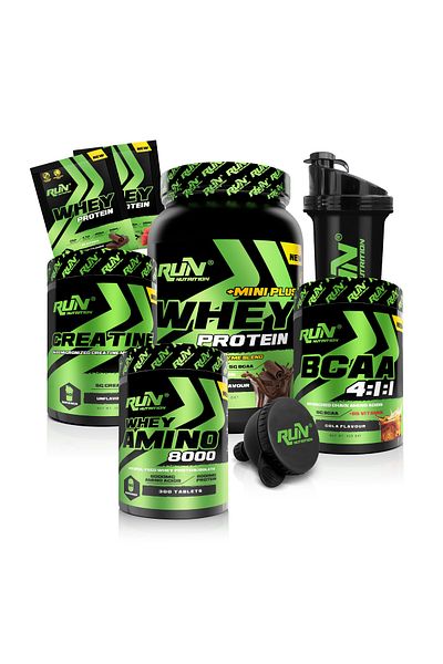 Run Nutrition Fitness Pack Small Extra - Whey Mini Plus, Creatine, Bcaa, Amino8000 - Chocolate, Cola - Gift