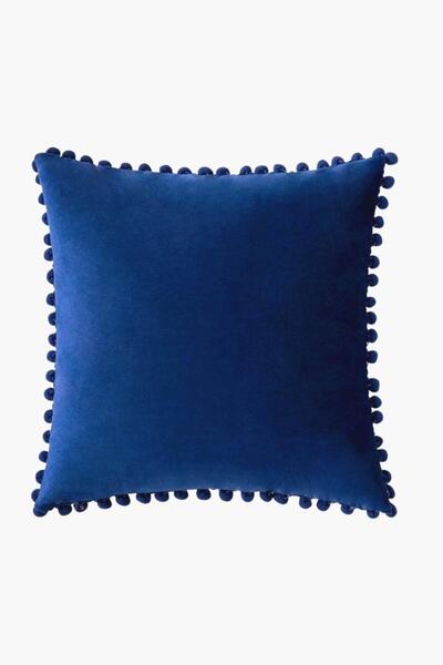 Bc Home Gece Mavisi Minik Ponponlu Yumuşak Dokulu Kare Kırlent Kılıfı Iskandi...