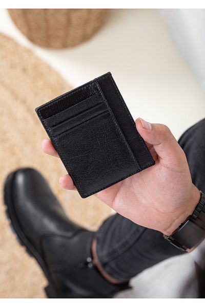 Niki Leather Cavu Vintage Leather Unisex Card Holder Wallet