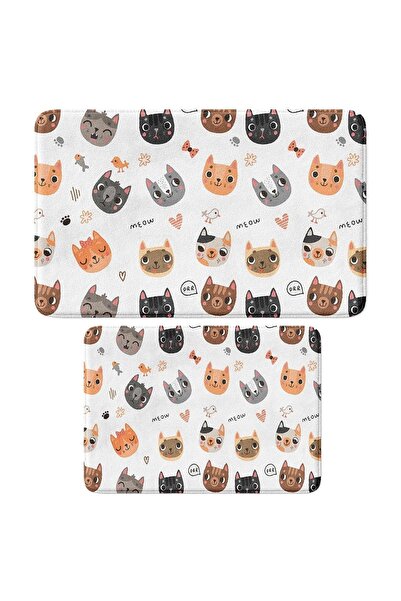 Cute Printed 2-Piece Bath Mat Set - Non-Slip Base, Machine Washable, 50x80cm And 40x60cm