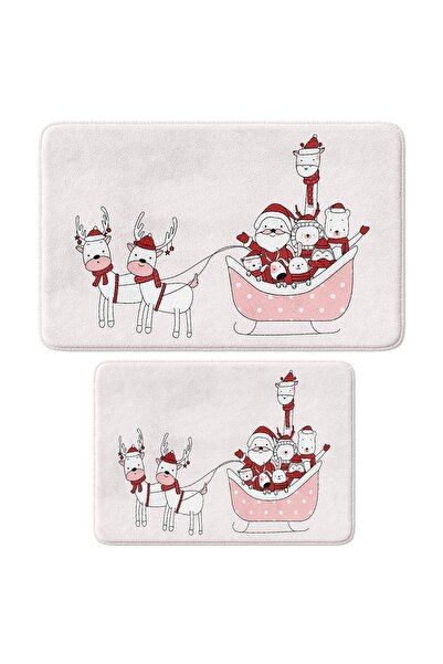 Cute Printed 2-Piece Bath Mat Set - Non-Slip Base, Machine Washable, 50x80cm And 40x60cm