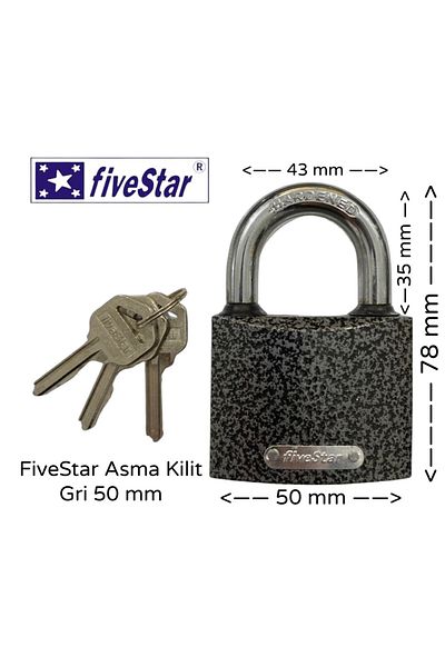 FiveStar Padlock 50 mm Gray Fsk-01-50