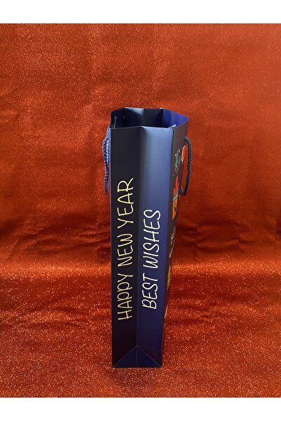 4nio Lacivert Noel Baba Yılbaşı Hediye Karton Poşet