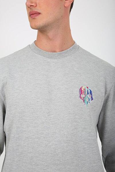 ESQUDO Чоловічий сірий оверсайз-светр з вишивкою