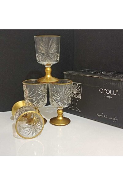 Tufanbeyli Hediyelik Arow Kahve Yanı Su Bardağı Altın Yaldızlı 6 Adet Küçük 9...
