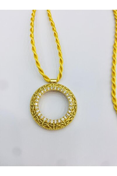 Çelikoğlu Kuyumculuk 22 Ayar Altın Kaplama Çeyrek Cerceveli Ipli Kolye