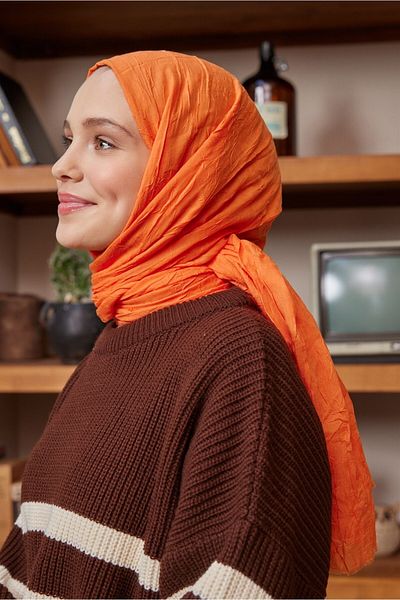 Şalland Viscose Scarf Shawl Orange