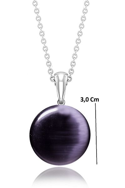 Tesbih Atölyesi Certified Round Gray Agate Stone Necklace - Aaa Quality