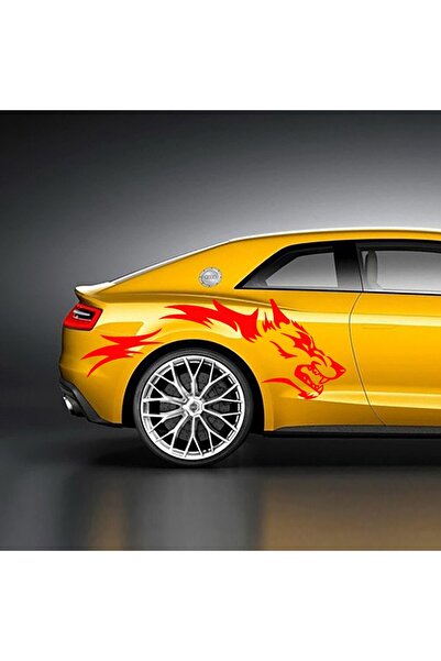 Vegatasarım Oto Araba Yan Kapı Sticker Çıkartma - Kurt - Diğer Renkler