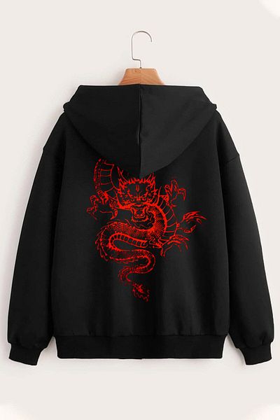 mw memowear Unisex Dragon Ribbed Sweatshirt Cardigan