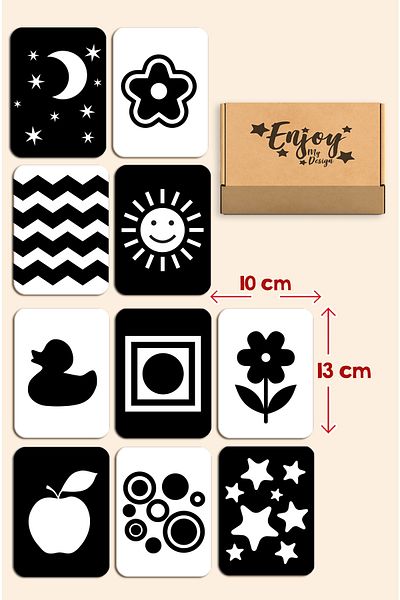 Enjoymydesign Wooden Educational Cards 0-3 Months Early Education Intelligence Card Baby Visual Stimulation Cards Visual Stimulation