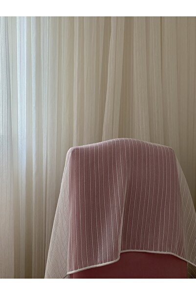 Fon Dünyası Bamboo Striped Tulle Don't Want Ironing Non-Wrinkle Tulle Curtain 1/3 Close Pleat