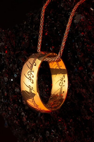 Anı Yüzük Yüzüklerin Efendisi Güç Yüzükleri Kolyesi Açık Gold Renk Zincirli Model1