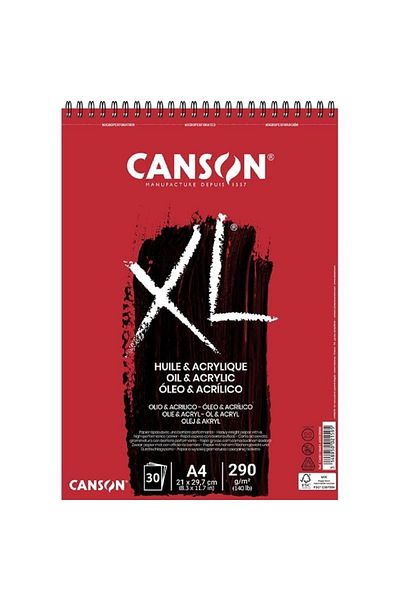 Canson Xl Acrylic & Oil Color Spiral Pad 290gr A4(21x29,7cm)30 Sheets
