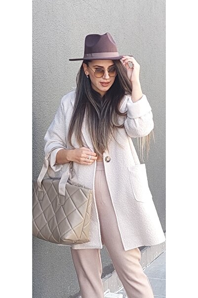 yelizyavuzcollection Italyan Oversize Taş Rengi Kaban