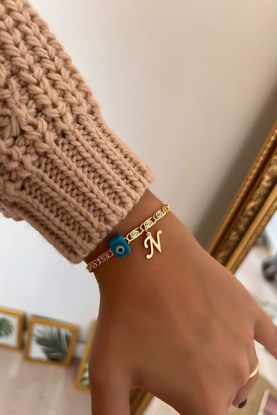 Trendy Butik حرف N والحنين مطرز سلسلة سوار