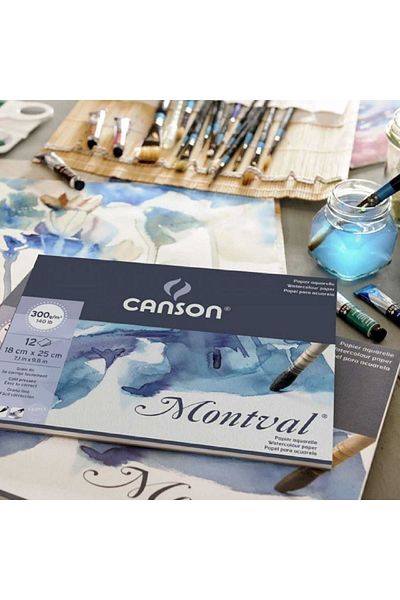 Canson Montval Aquarelle Cold Pressed 300Gr Water Color Block 12 Sheets 18X25Cm (1 Side Adhesive)