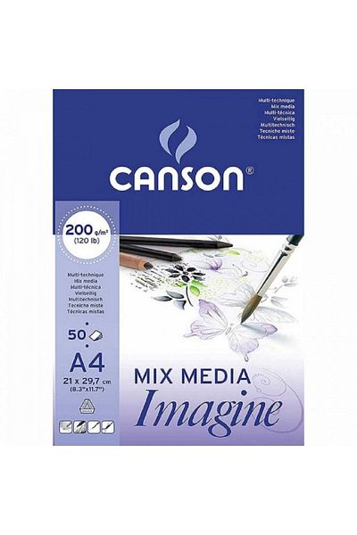 Canson Dessin Blanc Imagine 200gr Light Textured Multi-Purpose Drawing Block 50 Sheets A4 (21x29.7cm)