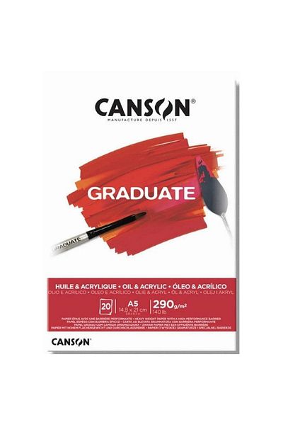 Canson Graduate Acrylic And Oil Paint Notebook A5 290gr 20 Sheets