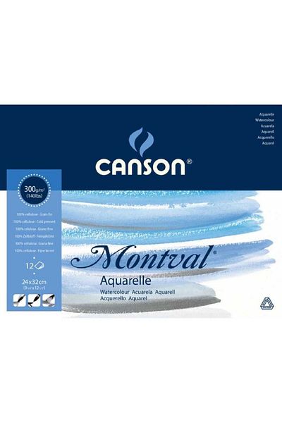 Canson Montval Aquarelle Cold Pressed 300gr Water Color Block 12 Sheets 24x32cm