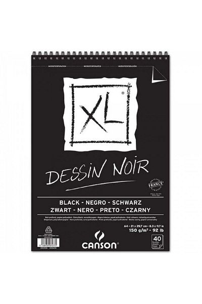 Canson Xl Black Spiral Drawing Block 150gr 40 Sheets A4 (21x29.7cm)