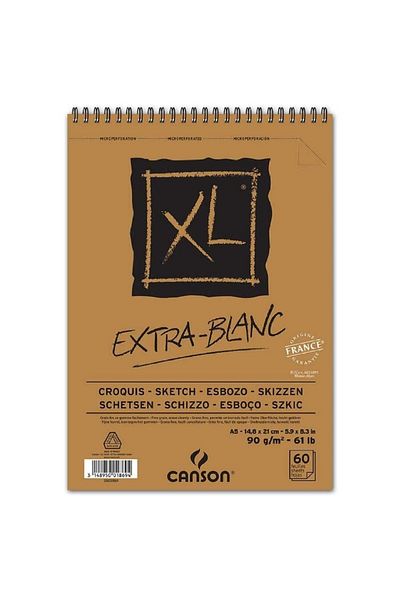 Canson Xl Extra White Sketch Spiral Pad 90gr Spiral Drawing Block 60 Pages A5 (14.9x21cm)