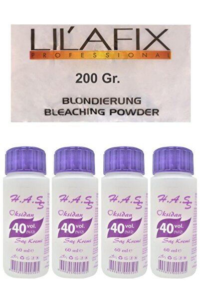 H.A.SS Oksidan 40 Volüm 60 Ml. (4 Ad.)+lilafix Toz Saç Açıcı Oryal 200 Gr.