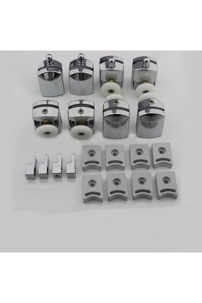 abnturk Tek Tekerli Cam Duşakabin Tekerlek Takımı 4alt+4üst=8 Adet Kromajlı D...