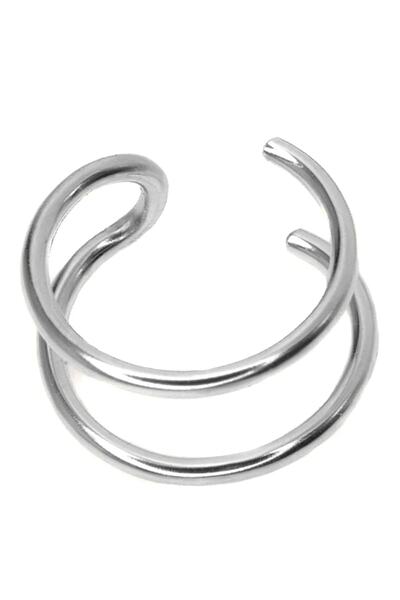 CASELN Yeni Moda Deliksiz Çift Sargılı Kıkırdak Görünümlü Gümüş Küpe