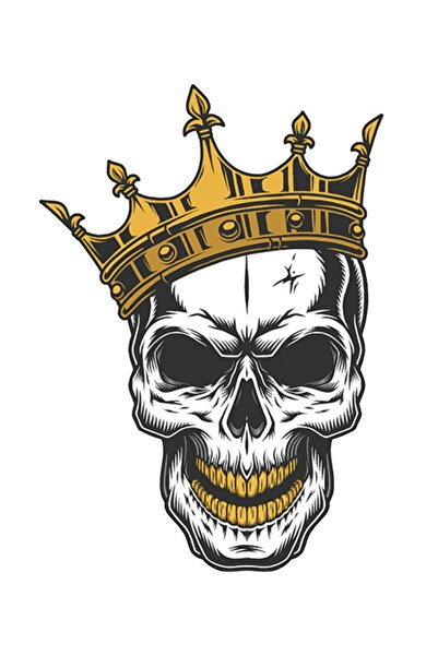 MegaSticker Kral Kuru Kafa Oto, Motorsiklet, Kask, Laptop Sticker 14x10 Cm