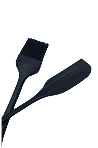 Hansel Heat Resistant Fireproof Non-Stick Black Silicone Brush And Spatula