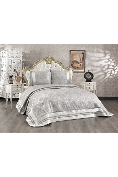Homeart Sarmaşık Gri Şık Çift Kişilik Yatak Örtüsü