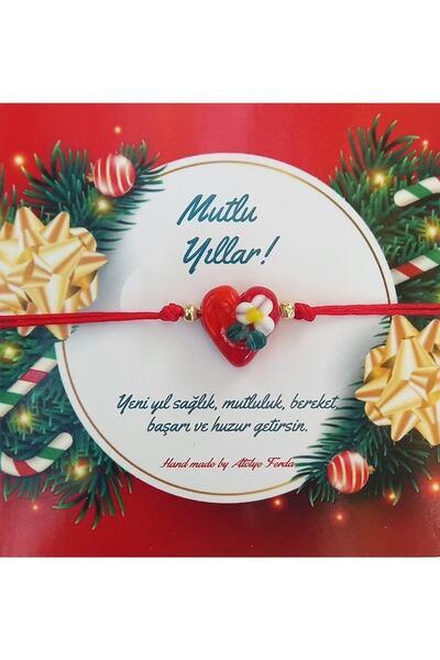 Atolye Ferda هدية السنة الجديدة سوار بطاقة زهرة مورانو القلب