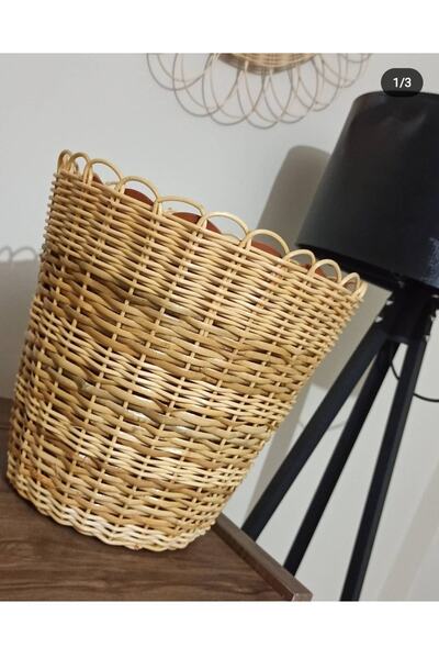Gudelidekorr Gudelidekor Hasır Bambu Rattan Saksı 30x30 Cm