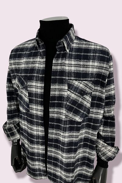 Marca Uno Men's Double Pocket Lapel Buttoned Plus Size Lumberjack Winter Shirt