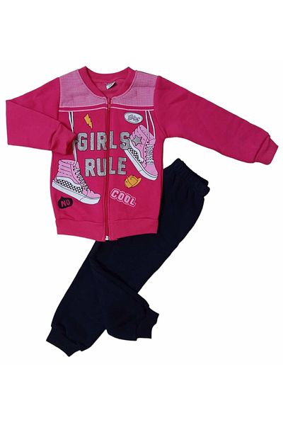 krm kerem bebe Winter Zippered Shoe Patterned Tracksuit Set with Fleece Inside