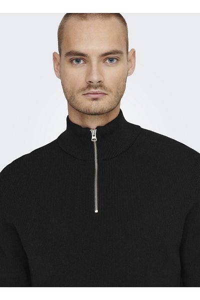 Only & Sons Onsphil Reg 12 - Black Half Zip Knit Noos 22023210