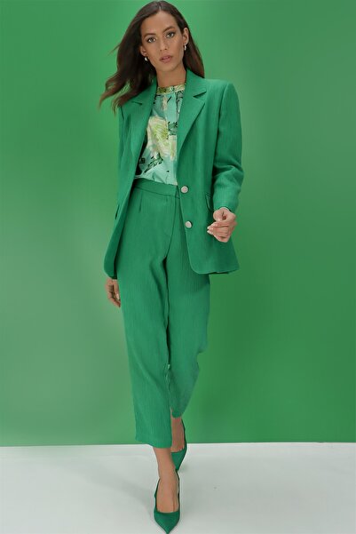 Aker Arka Bel Lastikli Dokulu Kumaş Pantolon