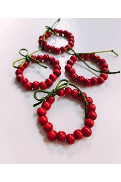 Bukosh Kırmızı Ahşap 4'lü Dekoratif Kapı Yılbaşı Süsü