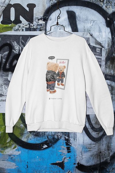 SUNFREE Unisex Teddy Today Look εμπριμέ φούτερ μεγάλου μεγέθους
