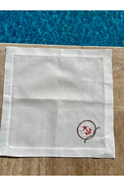 Klas Home Decor مرساة منديل الكتان الفرنسي المطرز بالبحر