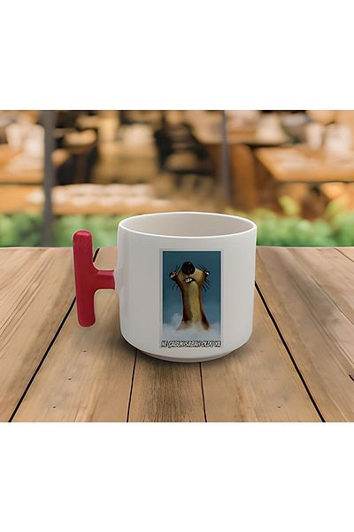 RHG Art Latte & Espresso Ice Age Sid Motto Printed Red T Handle Mug 200 Ml