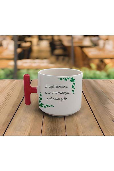 RHG Art Latte & Espresso Motivational Printed Red T Handle Mug 200 Ml